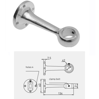 MKGT Polished Chrome Hanging Rail Set 25mm Round Metal Wardrobe Shop Retail Display (Middle Support)