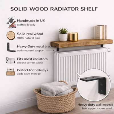 MKGT Radiator Shelf Wall Mounted Solid Wood, Narrow Radiator Cover 15cm ...