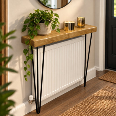 MKGT Solid Wood Radiator Console Table with Black Hairpin Legs, Narrow ...