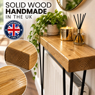 MKGT Solid Wood Radiator Console Table with Black Hairpin Legs, Narrow ...