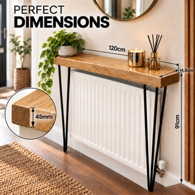MKGT Solid Wood Radiator Console Table with Black Hairpin Legs, Narrow ...