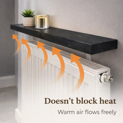 MKGT Solid Wood Radiator Shelf, No Drill with Brackets, Handmade in UK ...