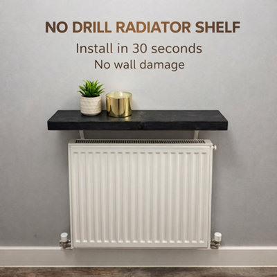 MKGT Solid Wood Radiator Shelf, No Drill with Brackets, Handmade in UK ...