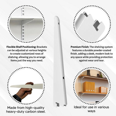MKGT Twin Slot Wall Mounted Shelving Bracket, Heavy Duty Steel Brackets ...
