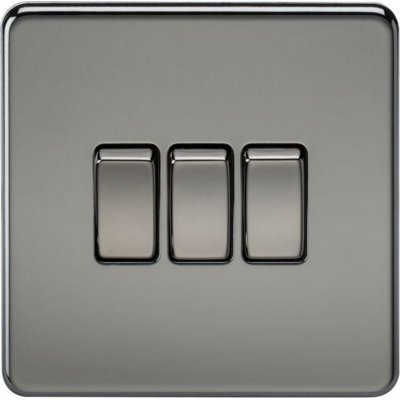MLA Knightsbridge 10AX 3 Gang 2-Way Switch Black Nickel - SF4000BN