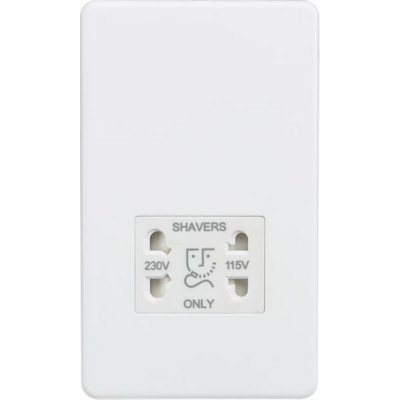 MLA Knightsbridge 115/230V Dual Voltage Shaver Socket Matt White - SF8900MW