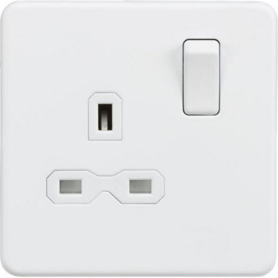 MLA Knightsbridge 13A 1 Gang DP Socket Matt White W/White Insert - SFR7000MW