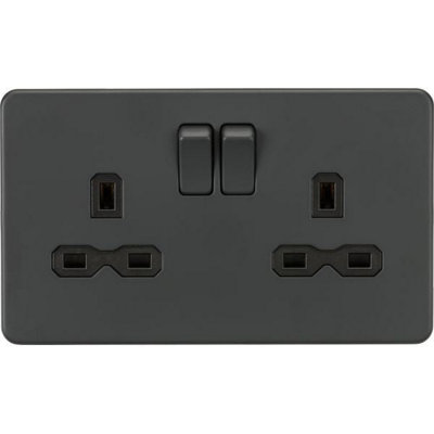 MLA Knightsbridge 13A 2 Gang DP Socket Anthracite - SFR9000AT