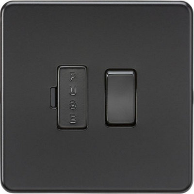 MLA Knightsbridge 13A Switched Fused Spur Unit Matt Black With Black Fuse Cover