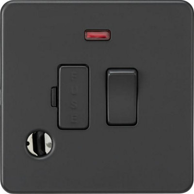 MLA Knightsbridge 13A Switched Fused Spur With Neon And Flex Outlet Anthracite