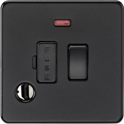 MLA Knightsbridge 13A Switched Fused Spur With Neon And Flex Outlet Matt Black