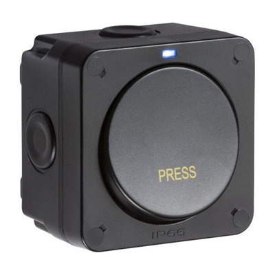 MLA Knightsbridge IP66 20AX Outdoor 1 Gang 1-Way Retractive Switch - Black OP21