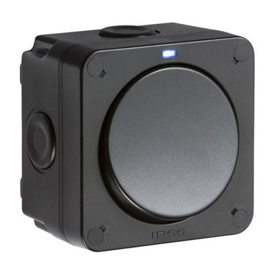 MLA Knightsbridge IP66 20AX Outdoor 1 Gang 2-Way Switch - Black - OP2