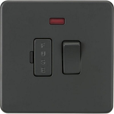 MLA Knightsbridge Screwless 13A Switched Fused Spur Unit With Neon Anthracite