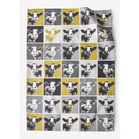 MM Sketch Moo Cows in Squares Tea Towel