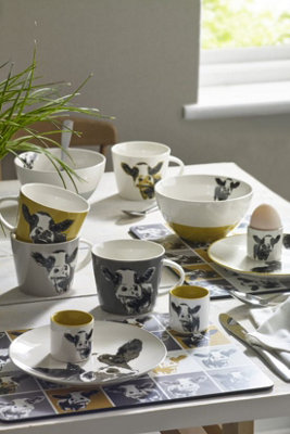 MM Sketch Moo Mugs Set Of 2 - Charcoal & White