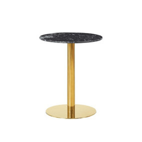 Mmilo Round Dining Table Gold Leg - L60 x W60 x H75 cm - Black