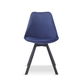 Mmilo Tulip Style Dining Chair (Pack of 4) - Velvet - L47 x W58 x H82 cm - Navy