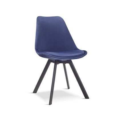 Mmilo Tulip Style Dining Chair (Pack of 4) - Velvet - L47 x W58 x H82 cm - Navy