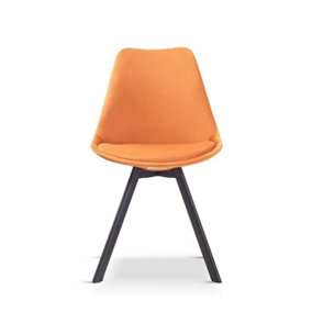 Mmilo Tulip Style Dining Chair (Pack of 4) - Velvet - L47 x W58 x H82 cm - Orange