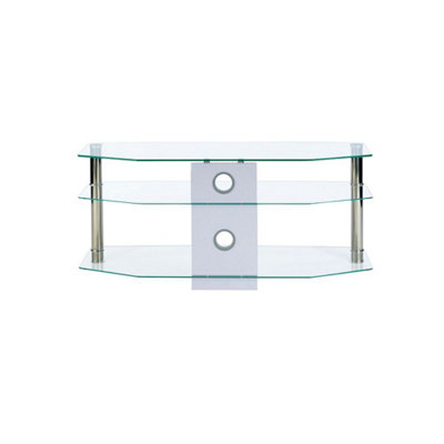 Clear glass deals tv stand