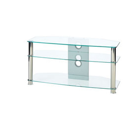 MMT Clear Glass TV Stand - Suits 32 to 47 inch LCD LED 3D plasma flat screen televisions - 1000mm wide