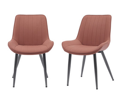 MMT Dining Chairs Set of 2, Grey or Tan Bucket Style, High Back with Black Legs, 54.5x62.5x85 cm (Tan)