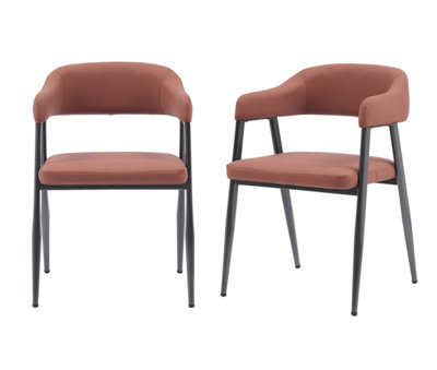 MMT Dining Chairs Set of 2, Wrap Around Armchair, Vintage Design in Tan, Grey, or Black for Sophisticated Spaces (Tan)
