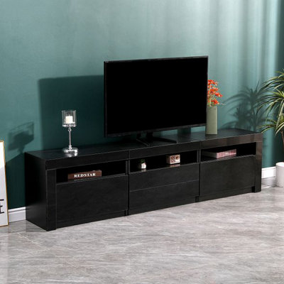 Mmt Furniture Black Modern Tv Stand Cabinet Gloss Matt Unit With Led