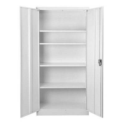 MMT Furniture Designs Grey Stainless Steel Cupboard - 2 Door Lockable