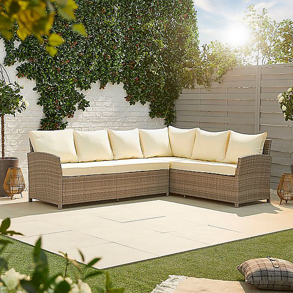MMT Rattan Garden Furniture L-Shaped Dining Corner Set - 8 MMT Rattan Garden Furniture L-Shaped Dining Corner Set - 8
