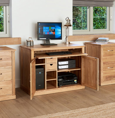 Mobel Oak 2 Door Hidden Home Office