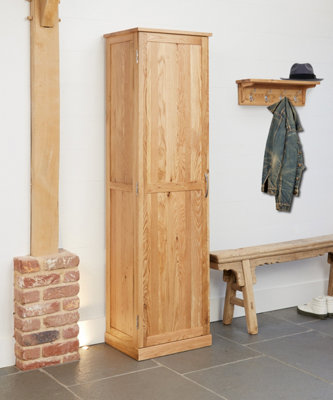 Mobel Oak Tall 2 Door Shoe Cupboard
