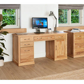 Mobel Oak Twin Pedestal Computer Desk