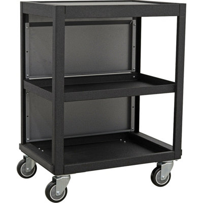 Mobile 3-Tier Workshop Trolley - 646 x 460 x 866mm - Four Swivel Castors