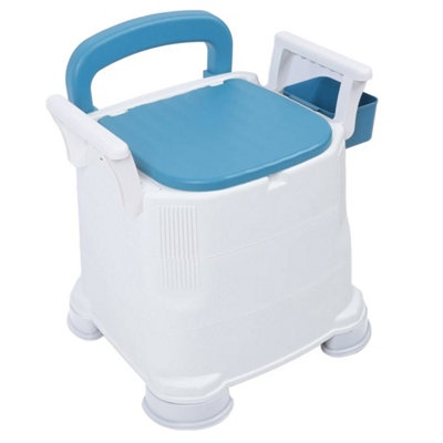 Mobile Adult Bedside Commode Odorless Toilet with Detachable Safety ...
