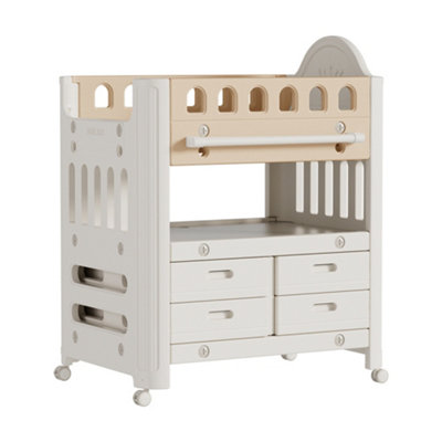 Mobile Baby Changing Table with 4 Drawers and 1 Storage Shelf Changing Station with Adjustable Height