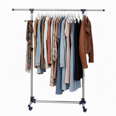 Mobile Clothes Rack with Casters, Rolling Clothing Rack, Height ...