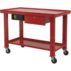 Mobile Engine Repair Workbench - Fluid Drainage System - Lockable Drawer