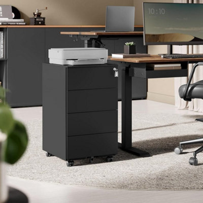 Mobile File Cabinet, Lockable, with 4 Drawers, Hold Documents ...