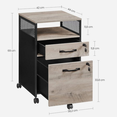 Mobile Filing Cabinet, Rolling Office Storage with 2 Lockable Drawers ...