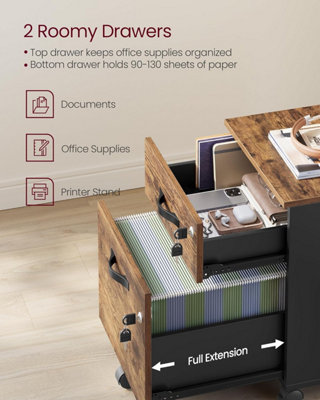 Mobile Filing Cabinet with Locks, Rolling Office Storage, Adjustable ...