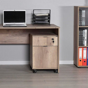 Mobile Home Office Lockable Storage Pedestal Warm Oak
