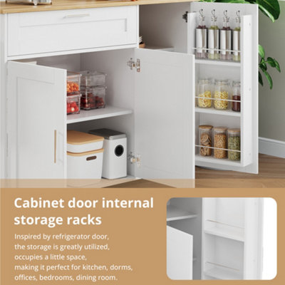 Mobile Kitchen Island with Foldable Oak-Effect Countertop and Storage ...
