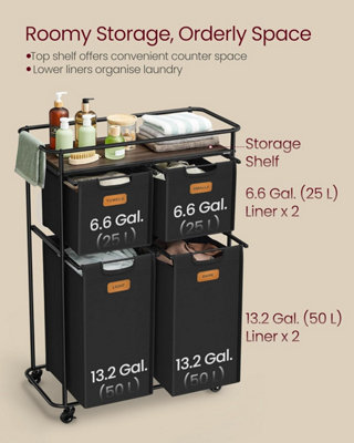 Mobile Laundry System, Wheeled Sorting Station with Removable Bags and ...