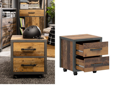 Mobile Pedestal Bedside Cabinet Drawer Unit Office Bedroom Storage Grey Oak Rustic Oak Pine Effect Weston