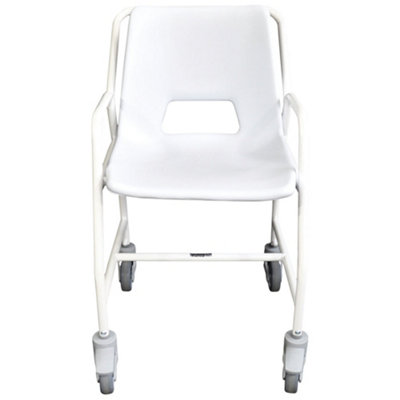 Mobile Shower Chair with Castors - 2 Brake Design - Fixed Height - Easy to Clean
