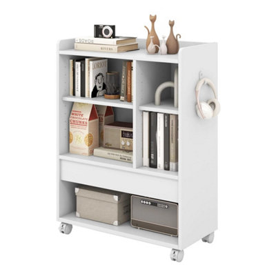 Mobile Storage Cabinet Floor Storage Organizer Drawer White