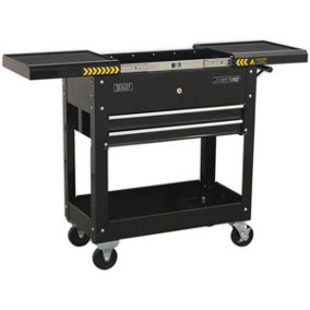 Mobile Tool & Parts Trolley - 770 x 370 x 830mm - Steel Construction - Black