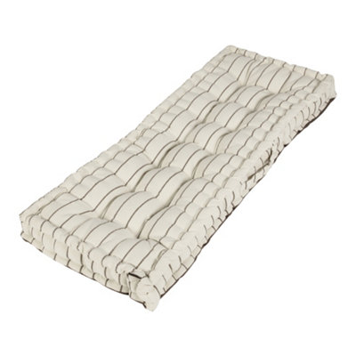 Mocha Cotton French Stripe Indoor Outdoor Garden Bench Cushion